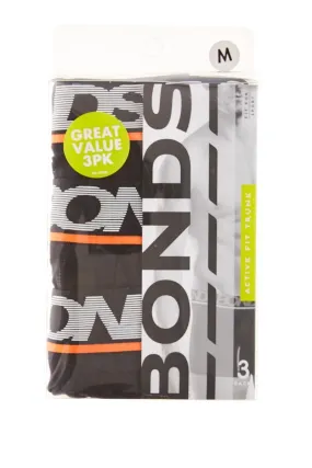 Bonds Mens Active Fit Trunk 3 Pack - Black