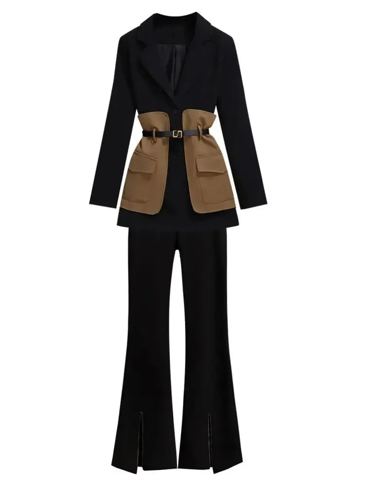 2023 Spring Patchwork Jacket and Pants Suit