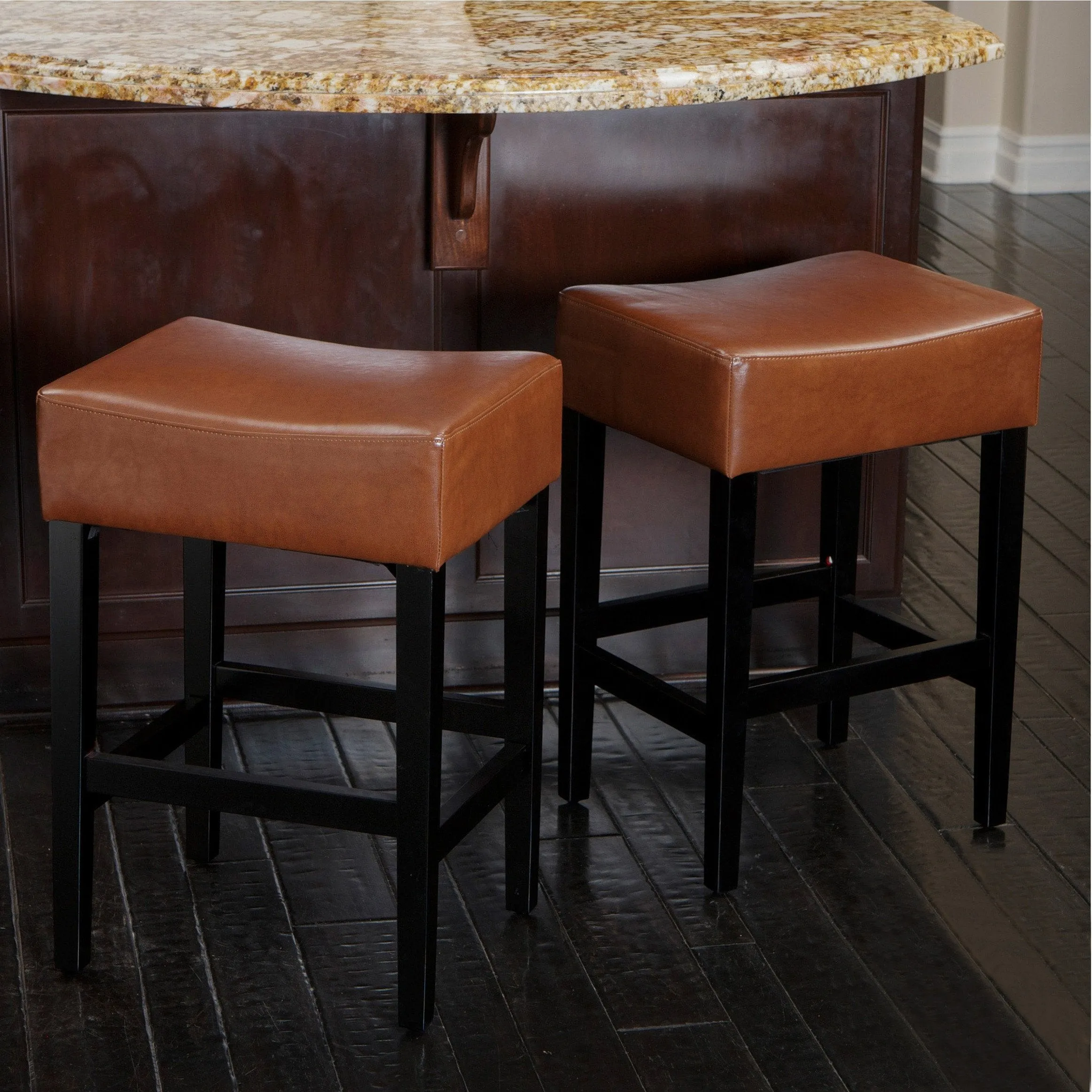 26-Inch Backless Leather Counter Stools (Set of 2) - NH525732