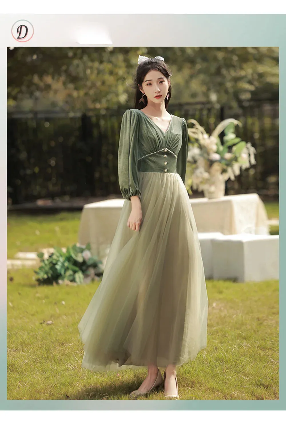 4 Styles Elegant Velvet Bridesmaid Dress Women's Winter Beading Square Collar Long Sleeved Patchwork Tulle A-Line Vestido