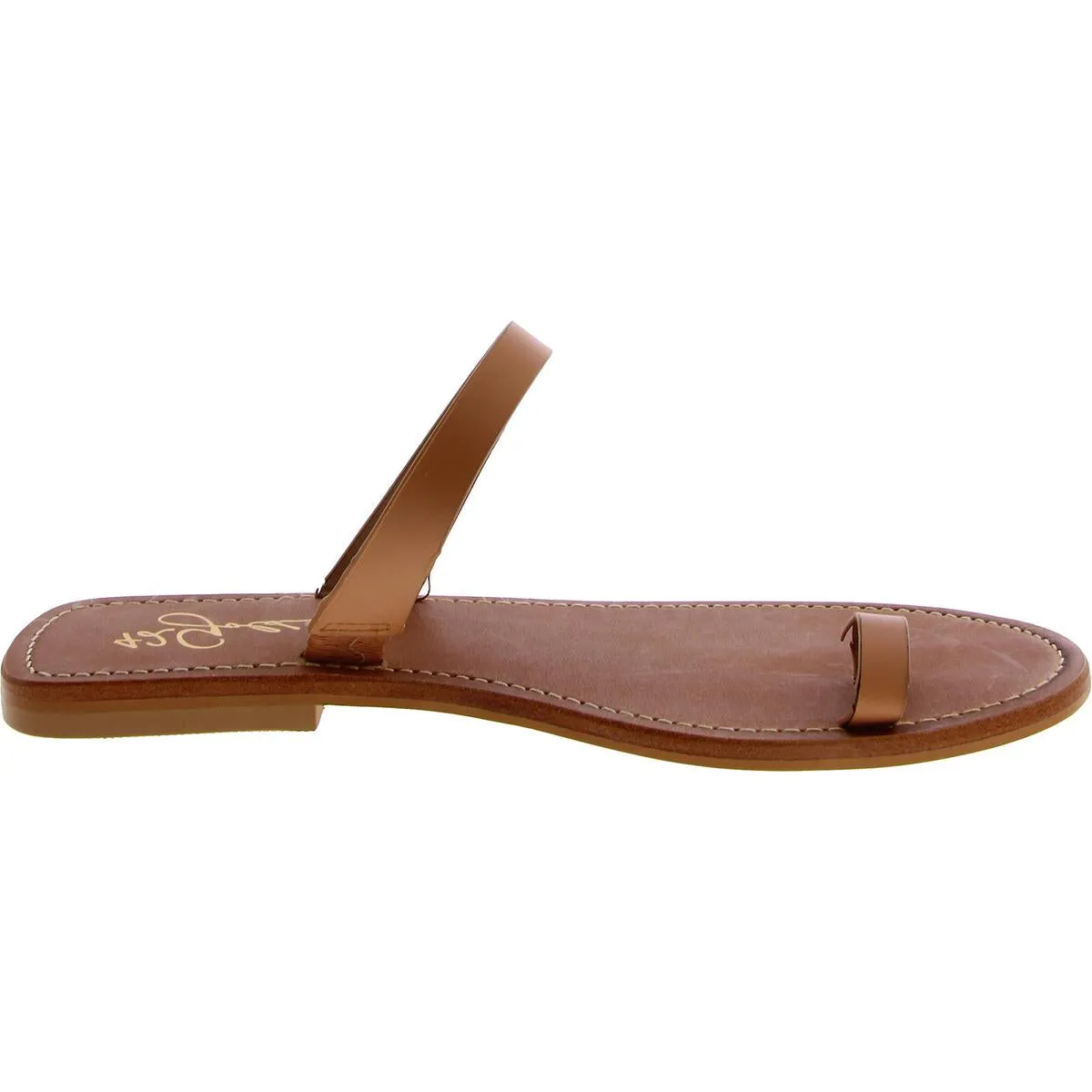 42 Gold Womens Leather Slip On Slide Sandals