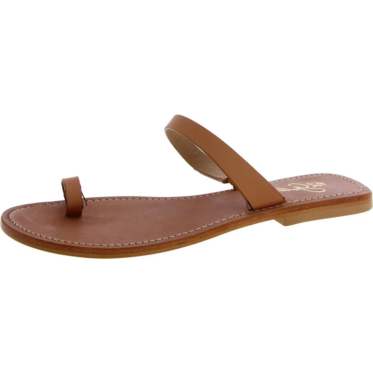 42 Gold Womens Leather Slip On Slide Sandals