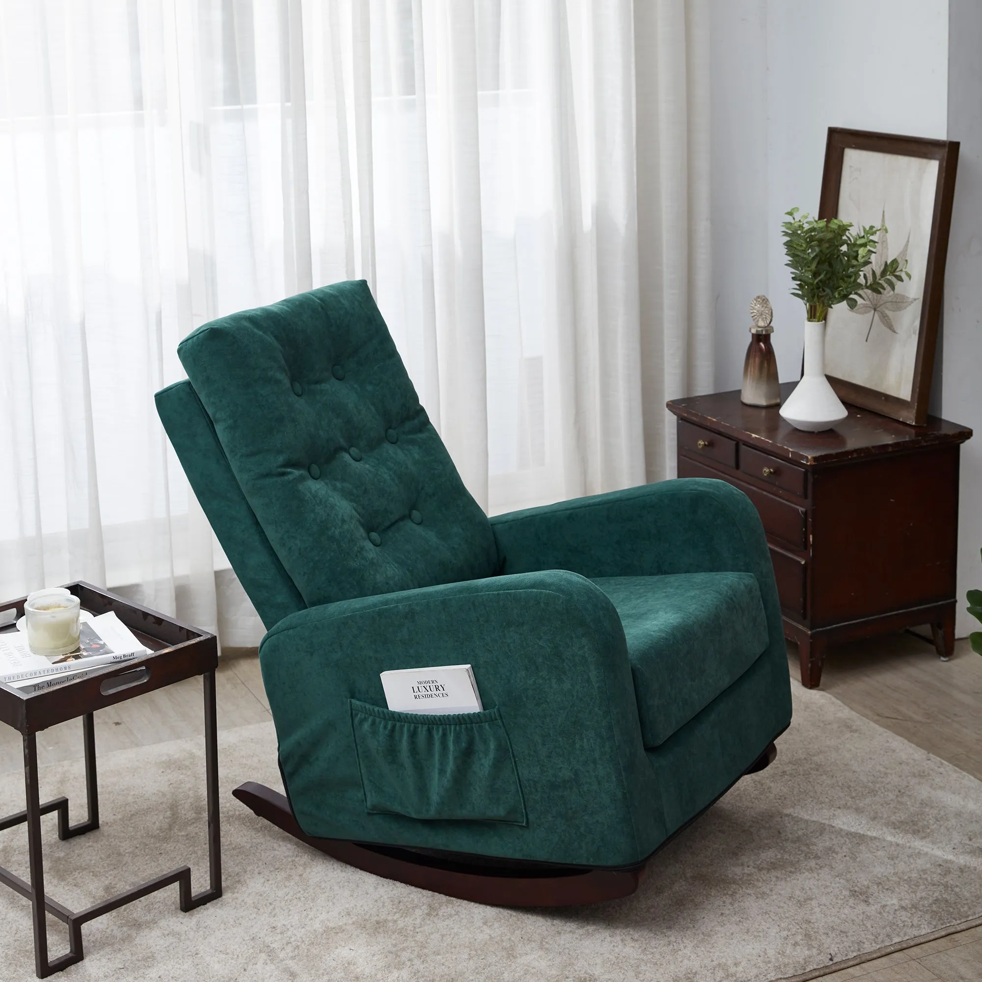 Accent chair TV Chair Living room Chair  Lazy Recliner Comfortable Fabric Leisure Sofa，Modern High Back Armchair