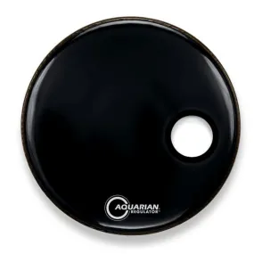 Aquarian RSM24BK 24" Regulator Resonant Black Bass Drum Head with Port Hole