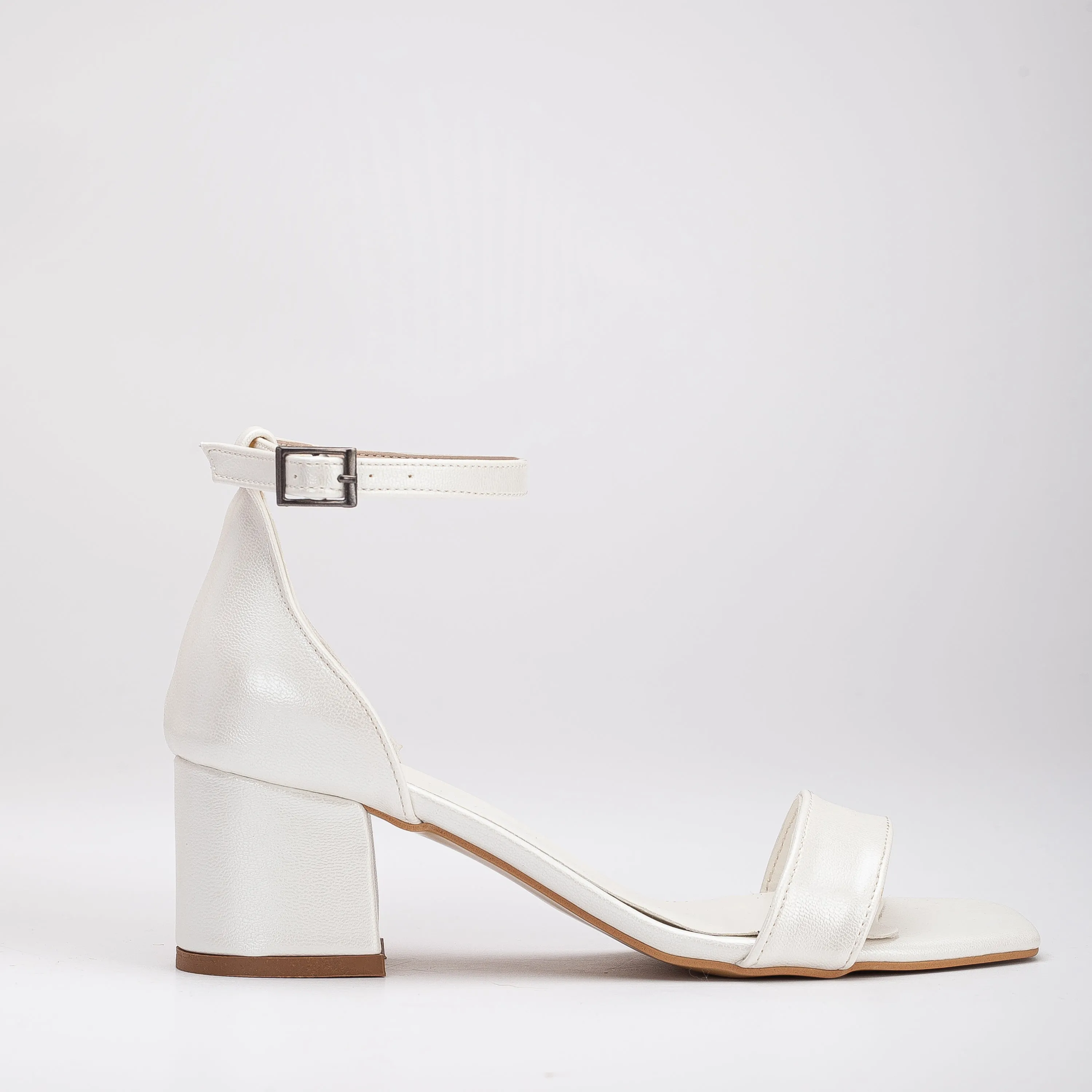 Artemis - Ivory Block Heels with Ribbon