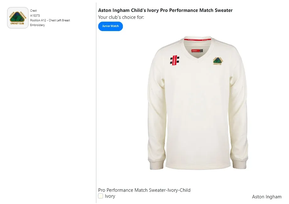 Aston Ingham  Child's Ivory Pro Performance Match Sweater