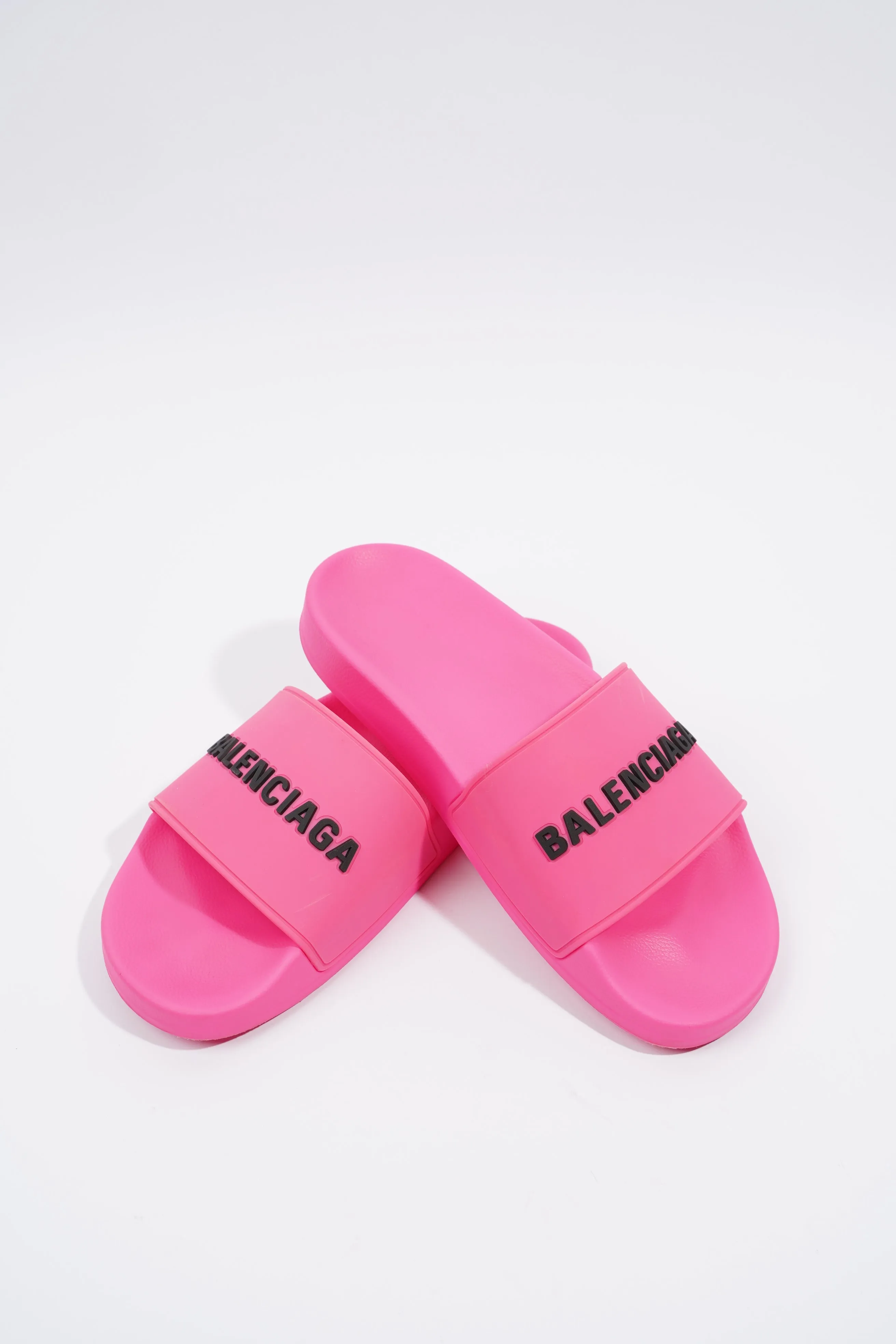 Balenciaga Logo Pool Sides Pink / Black Logo Rubber EU 39 UK 6