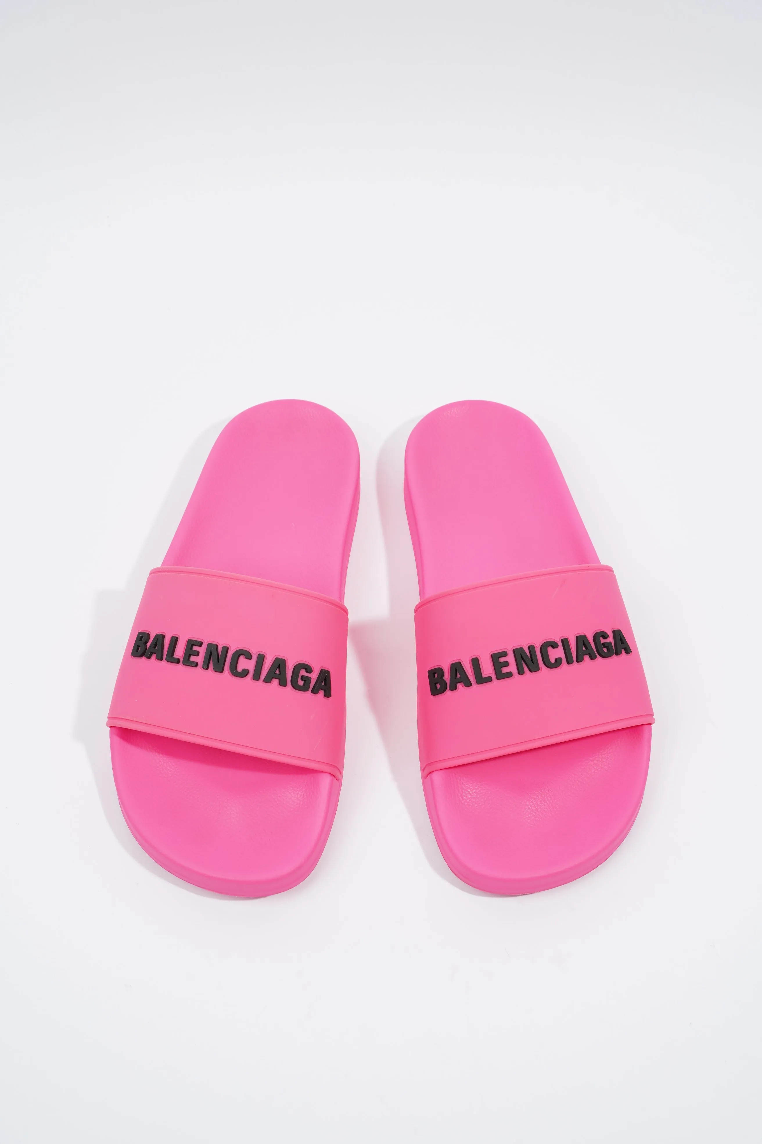 Balenciaga Logo Pool Sides Pink / Black Logo Rubber EU 39 UK 6