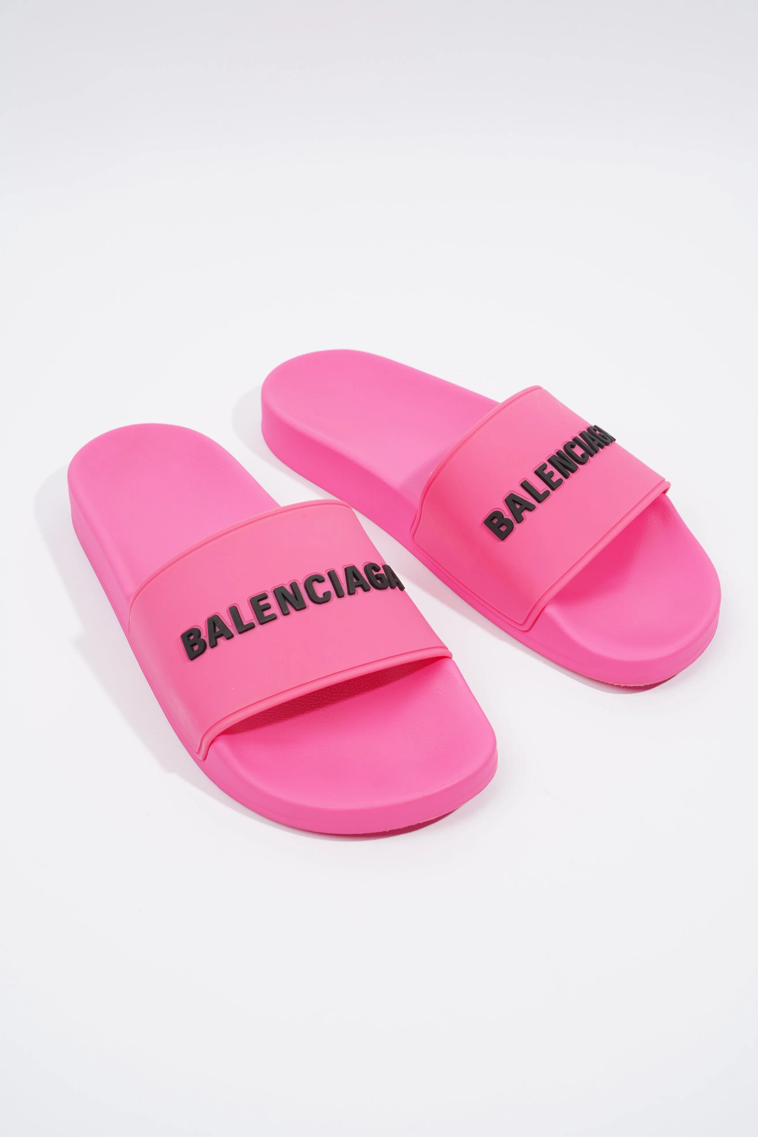 Balenciaga Logo Pool Sides Pink / Black Logo Rubber EU 39 UK 6