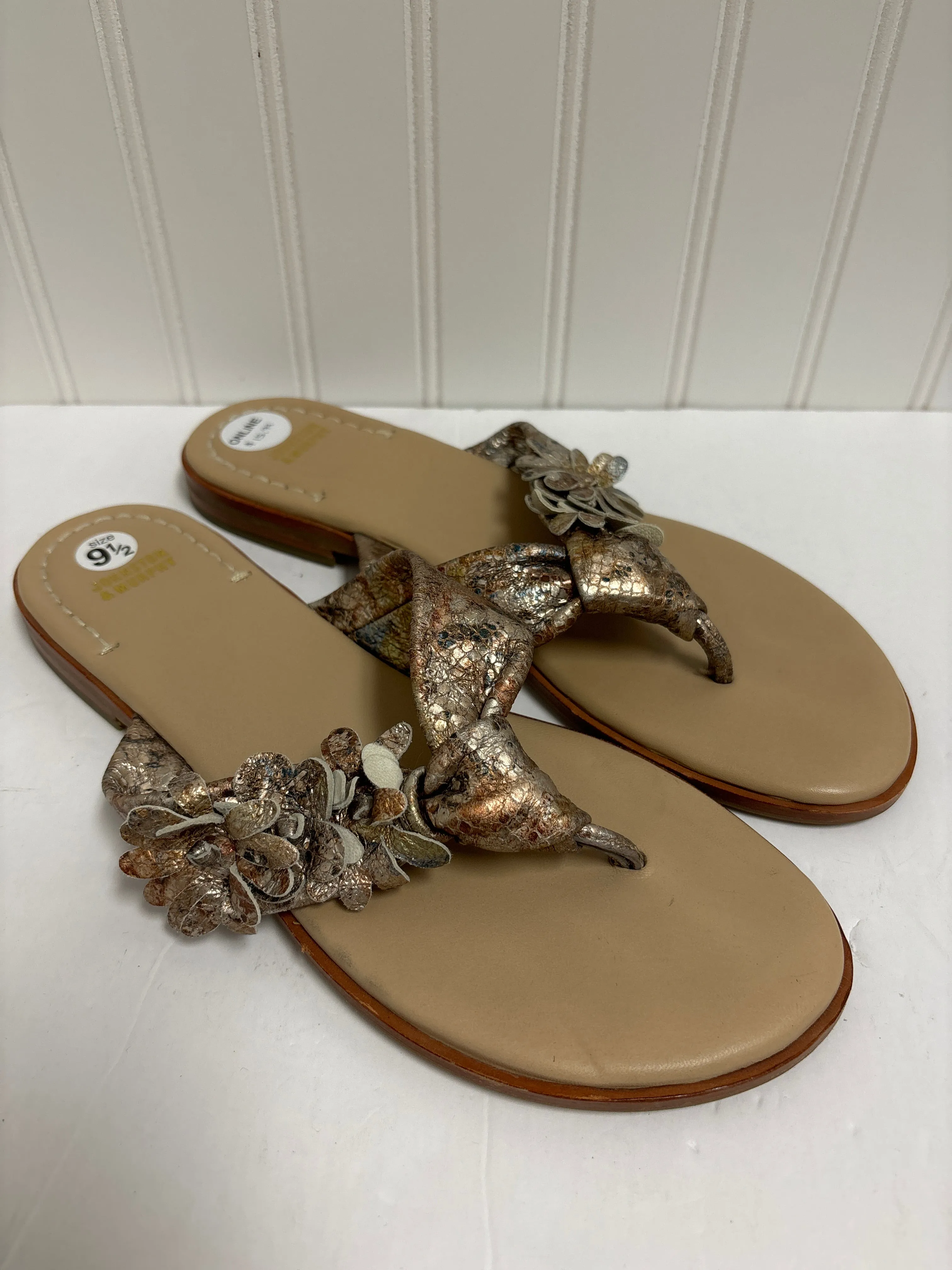 Beige Sandals Flip Flops Johnston & Murphy, Size 9.5