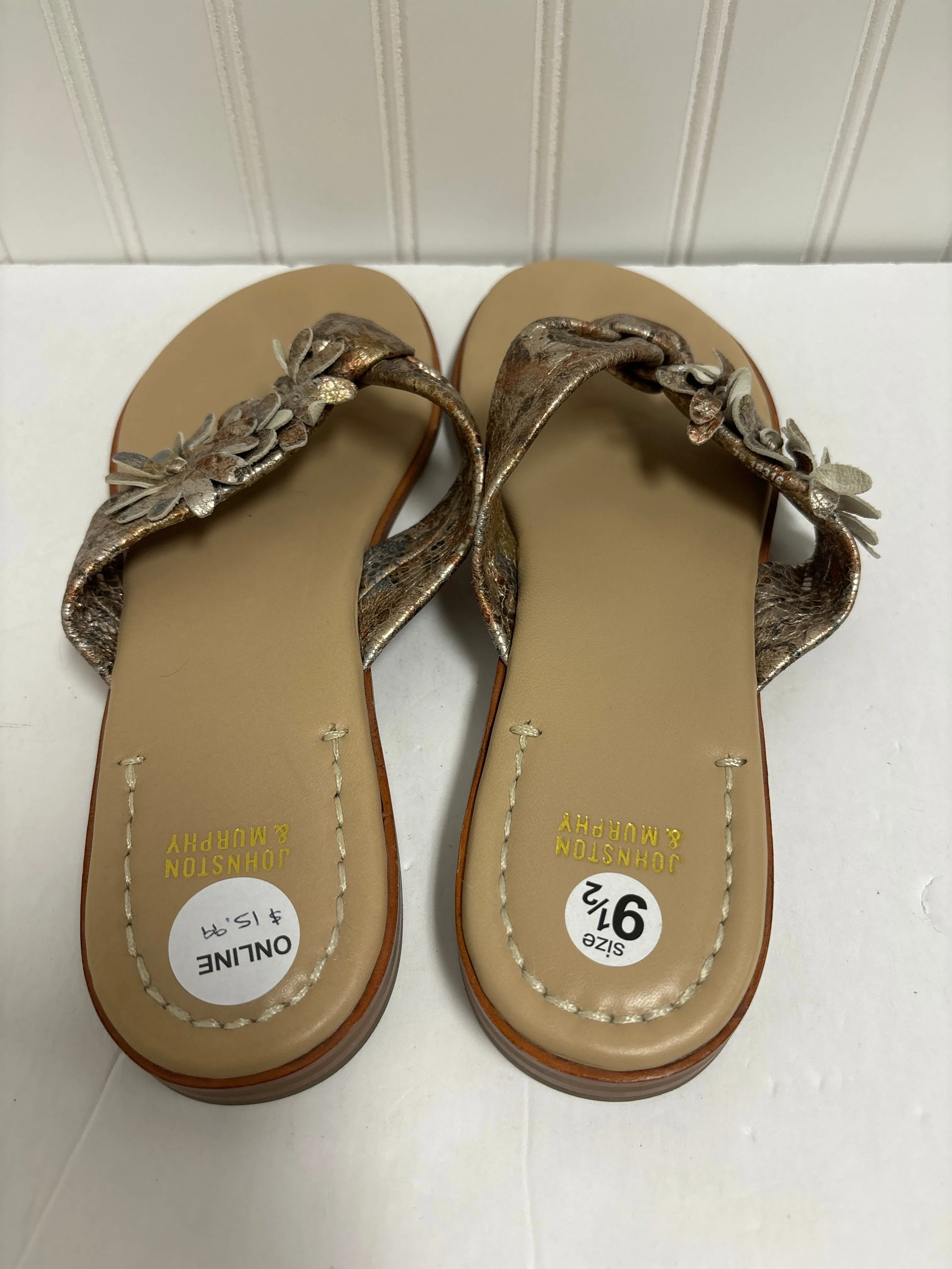 Beige Sandals Flip Flops Johnston & Murphy, Size 9.5