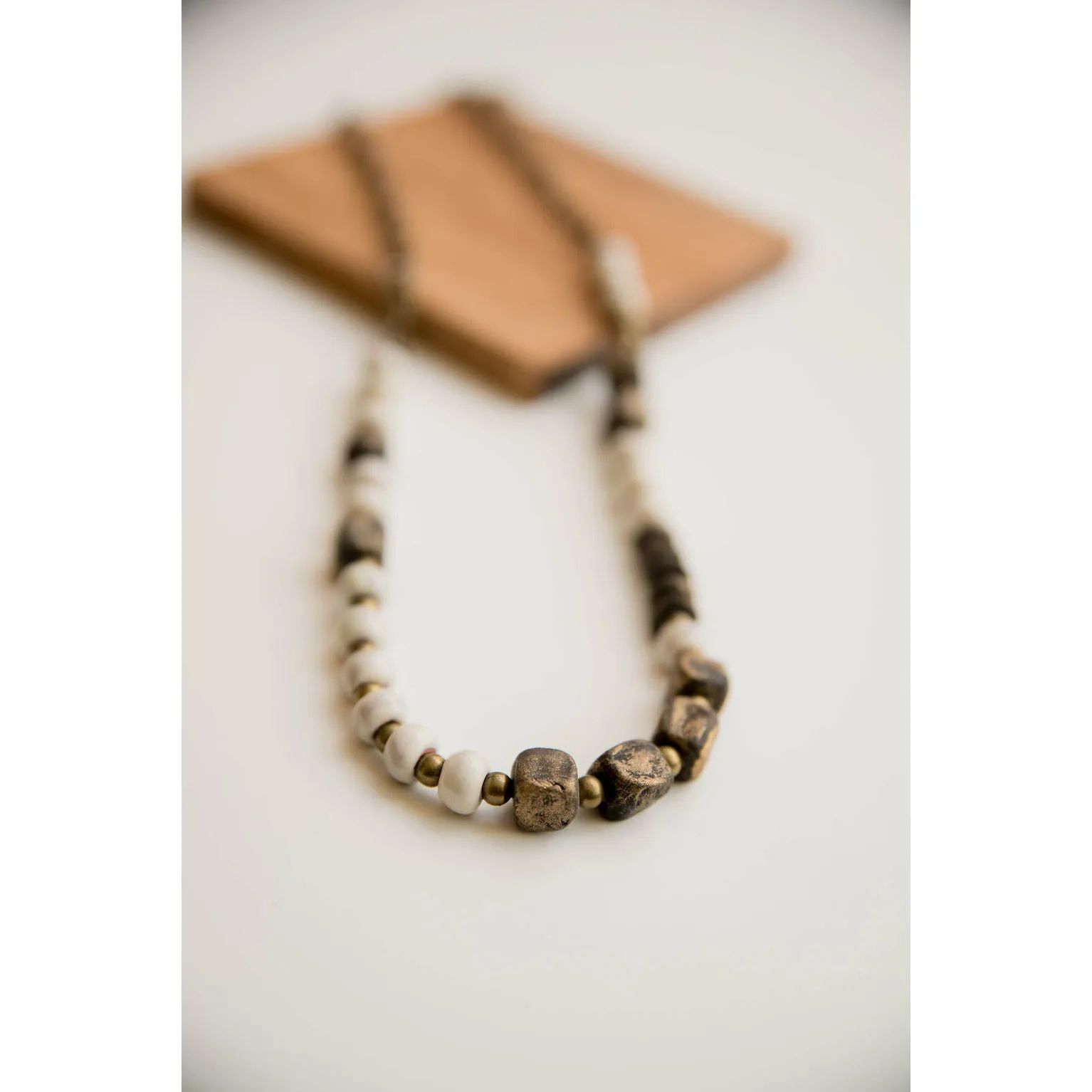 Bel Koz Mixed Charcoal Squared Single Clay Necklace