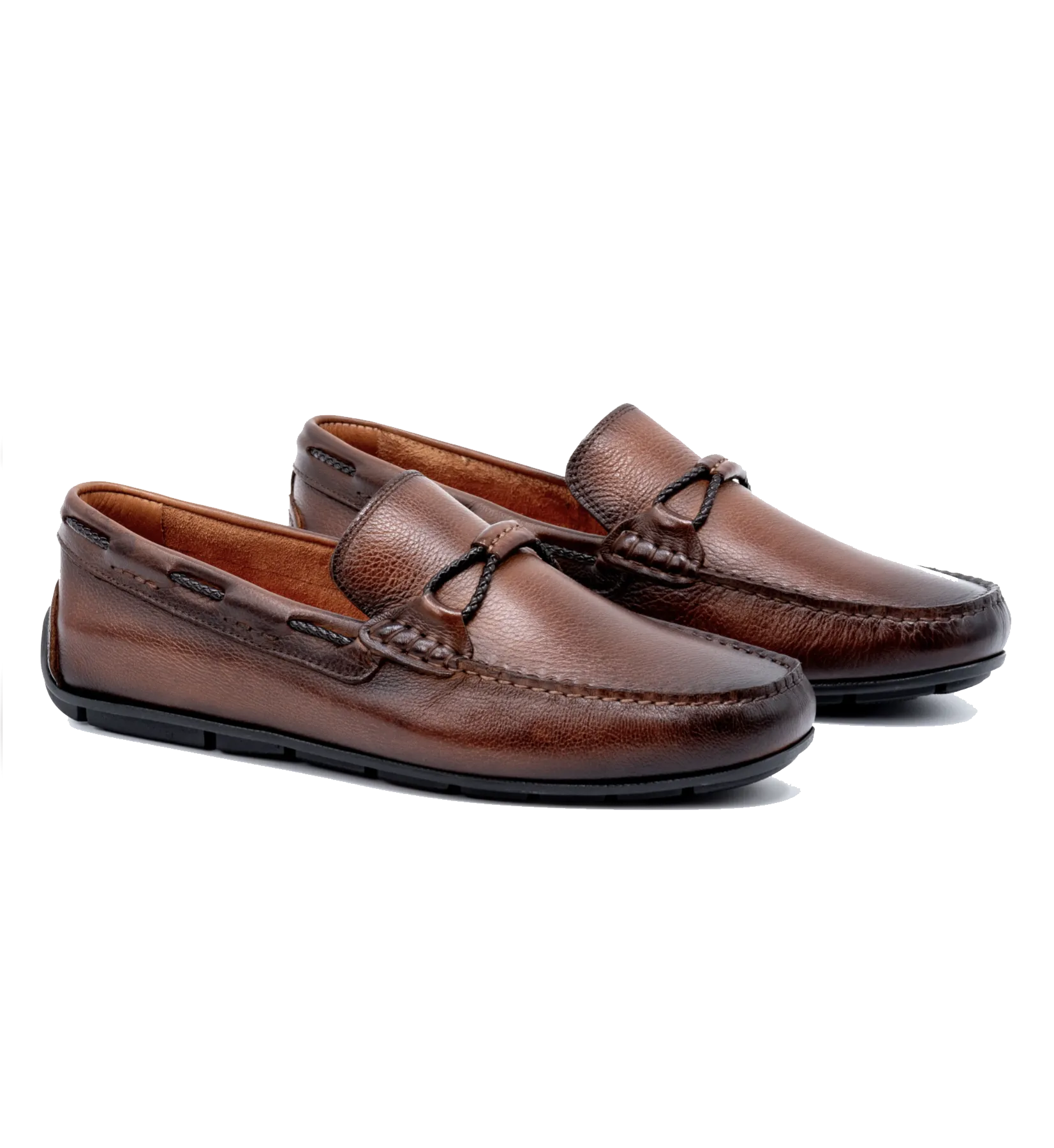 Bermuda Braid Pebble Grain Loafer Bourbon