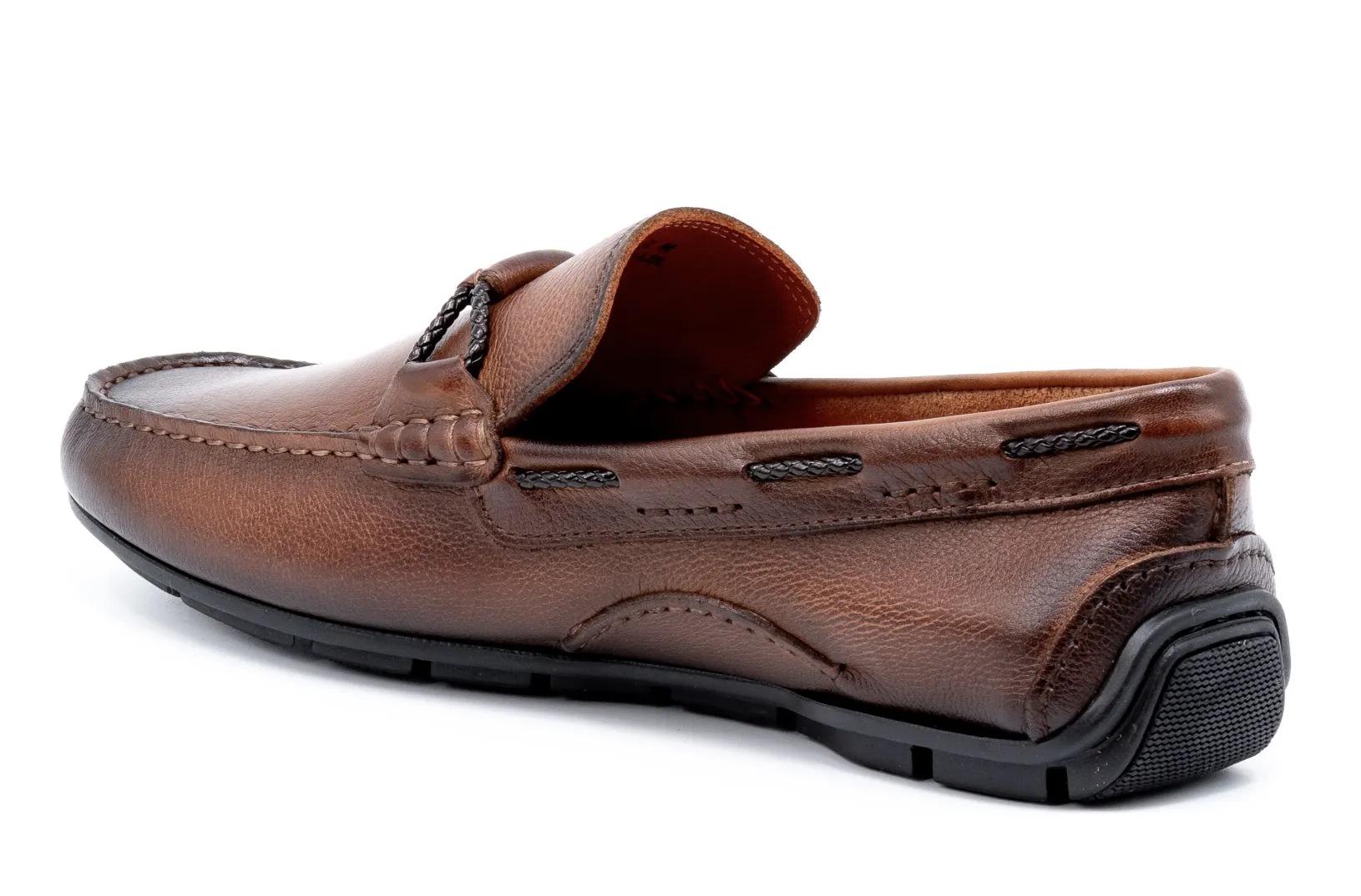 Bermuda Braid Pebble Grain Loafer Bourbon