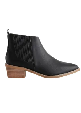 Black Faux Leather Pointed Toe Bootie - FINAL SALE