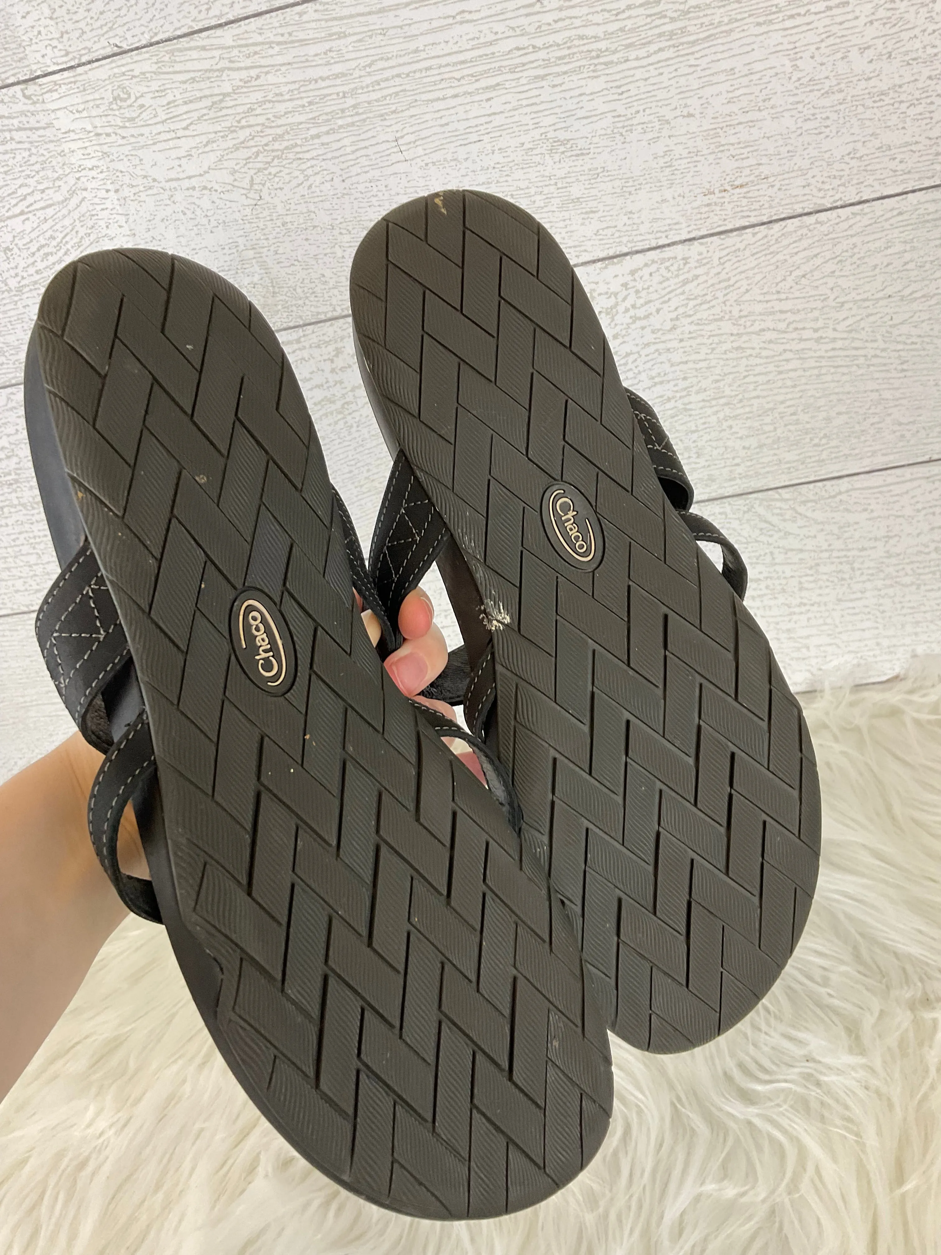 Black Sandals Flip Flops Chacos, Size 9