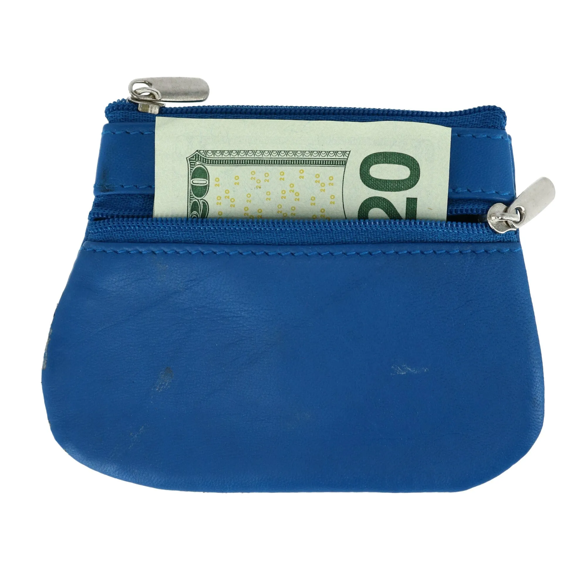 CTM® Leather Zipper Coin Pouch Wallet