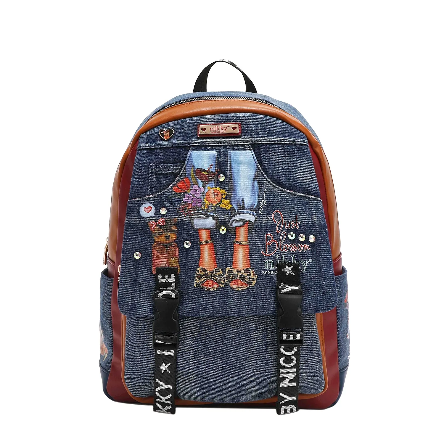 DENIM LARGE FLAP BACKPACK