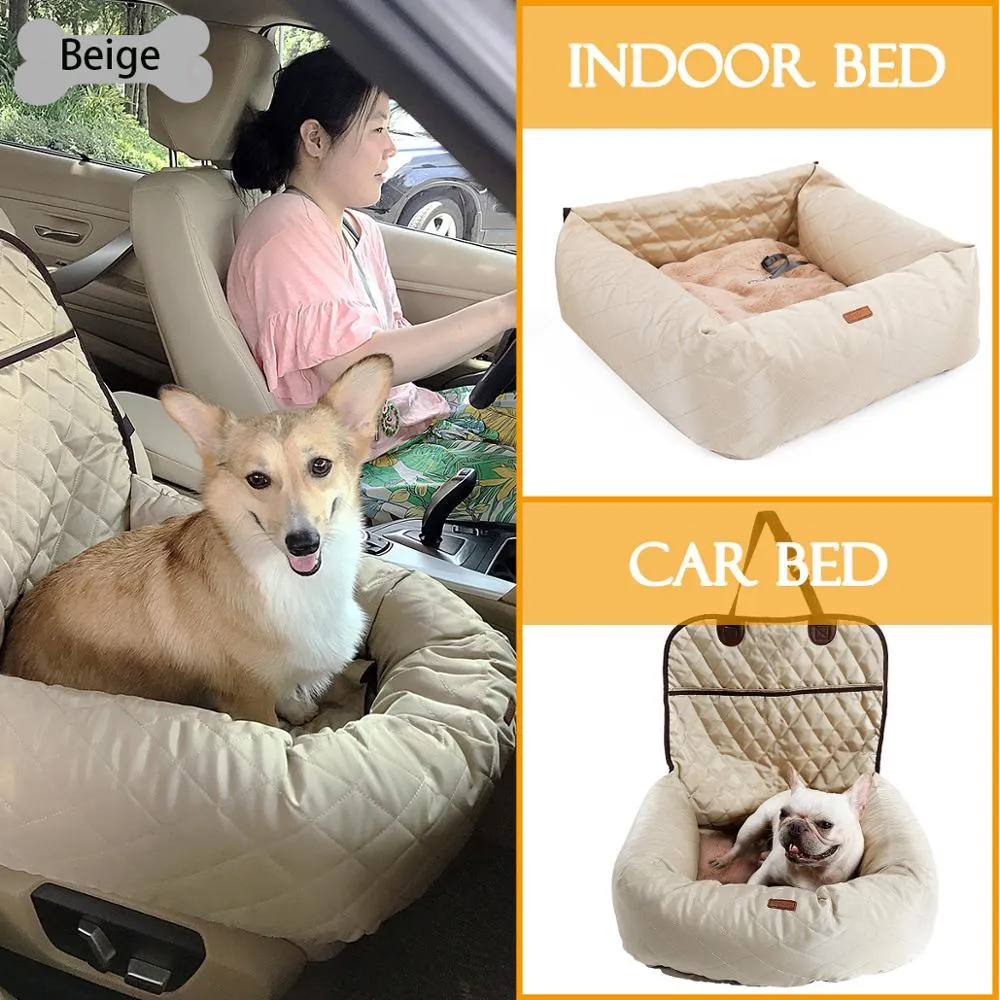 Dog Car Seat Bed Travel Dog Car Seats for Small Medium Dogs Front/Back Seat Indoor/Car Use Pet Car Carrier Bed Cover Removable