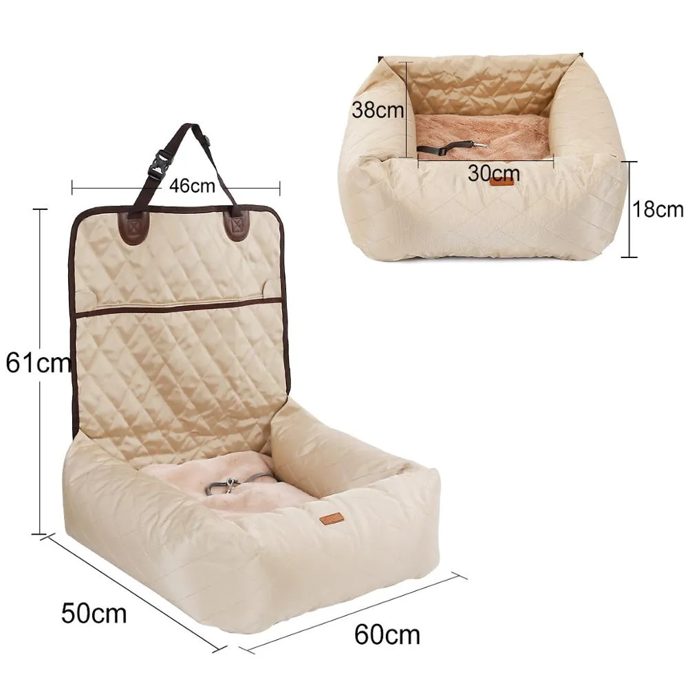 Dog Car Seat Bed Travel Dog Car Seats for Small Medium Dogs Front/Back Seat Indoor/Car Use Pet Car Carrier Bed Cover Removable