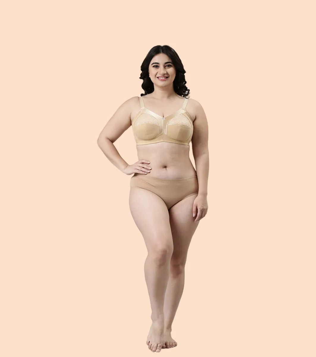 Enamor Fab-Cool A014 Super Contouring M-frame Full Support  Cotton Bra for Women- Full Coverage, Non Padded and Wirefree - Skin