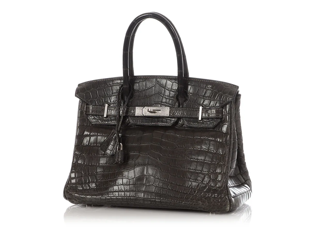 Hermès Black Matte Niloticus Crocodile Birkin 30