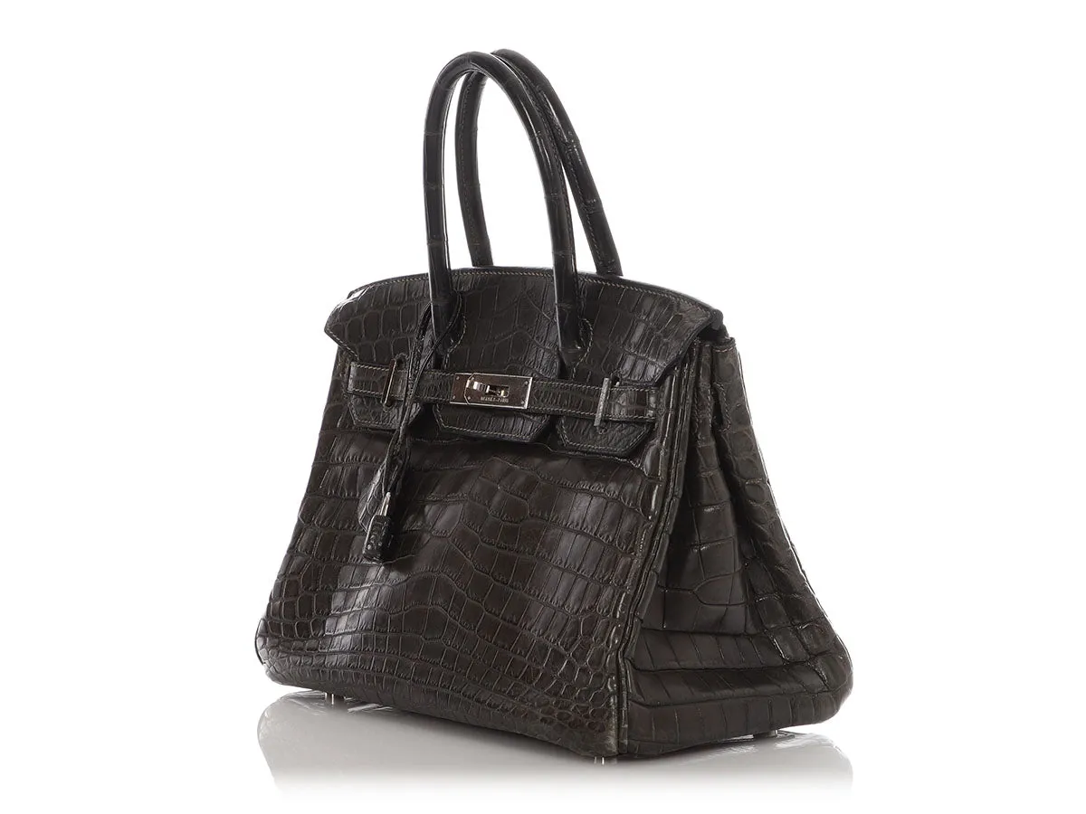 Hermès Black Matte Niloticus Crocodile Birkin 30