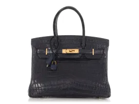 Hermès Blue Indigo Matte Crocodile Niloticus Birkin 30