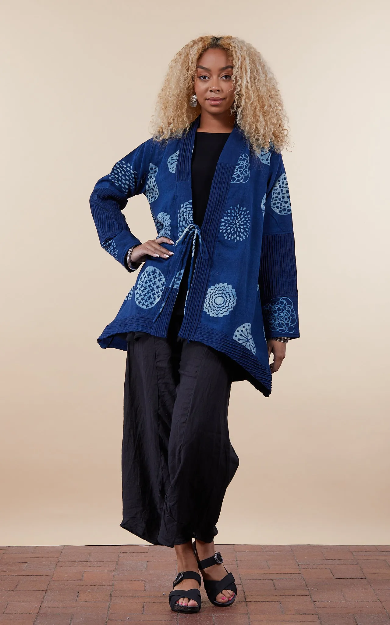 Kimono Jacket, Indigo Medallion