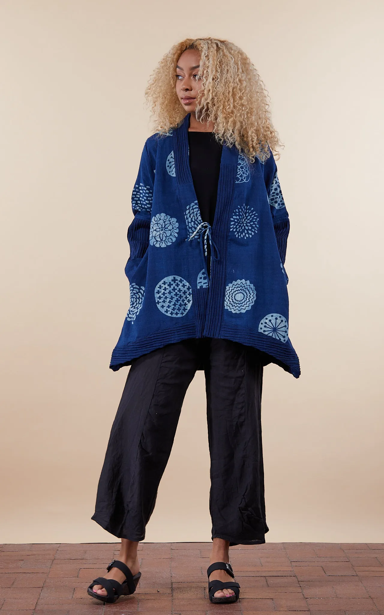 Kimono Jacket, Indigo Medallion