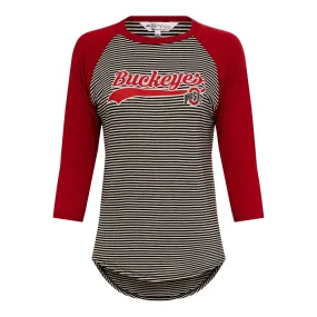 Ladies Ohio State Buckeyes Leah Baseball 3/4 Sleeve Shirt