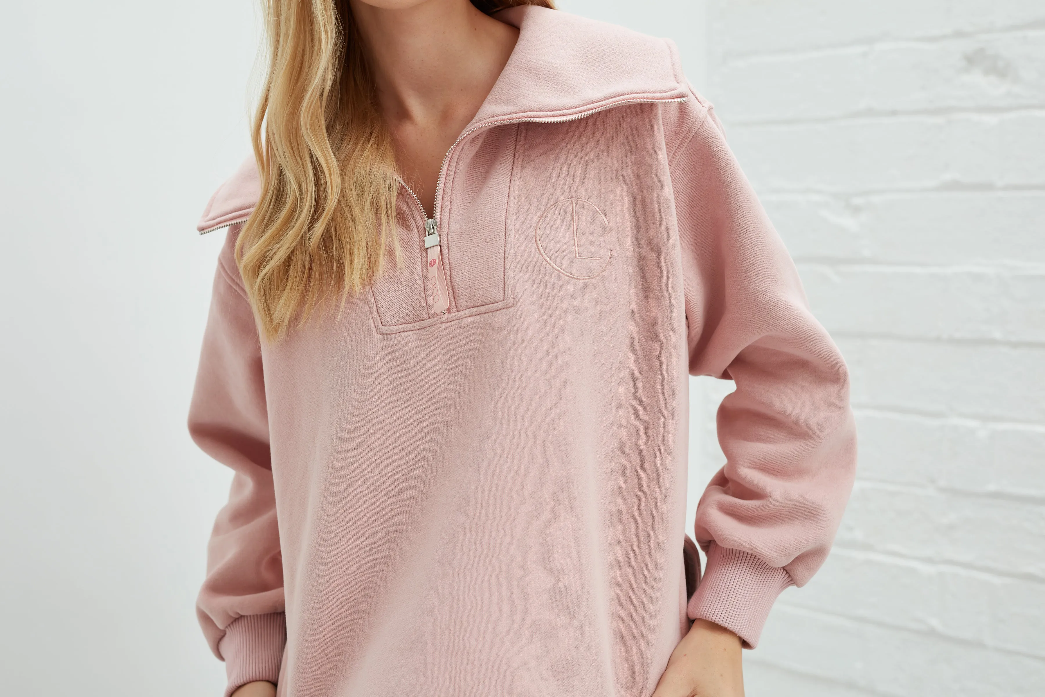 Laila Half-Zip Sweatshirt - Dusty Pink