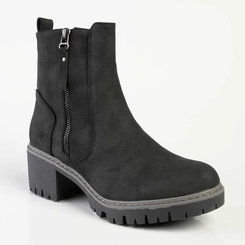 Madison Florence Suede Side Zip Boot - Black