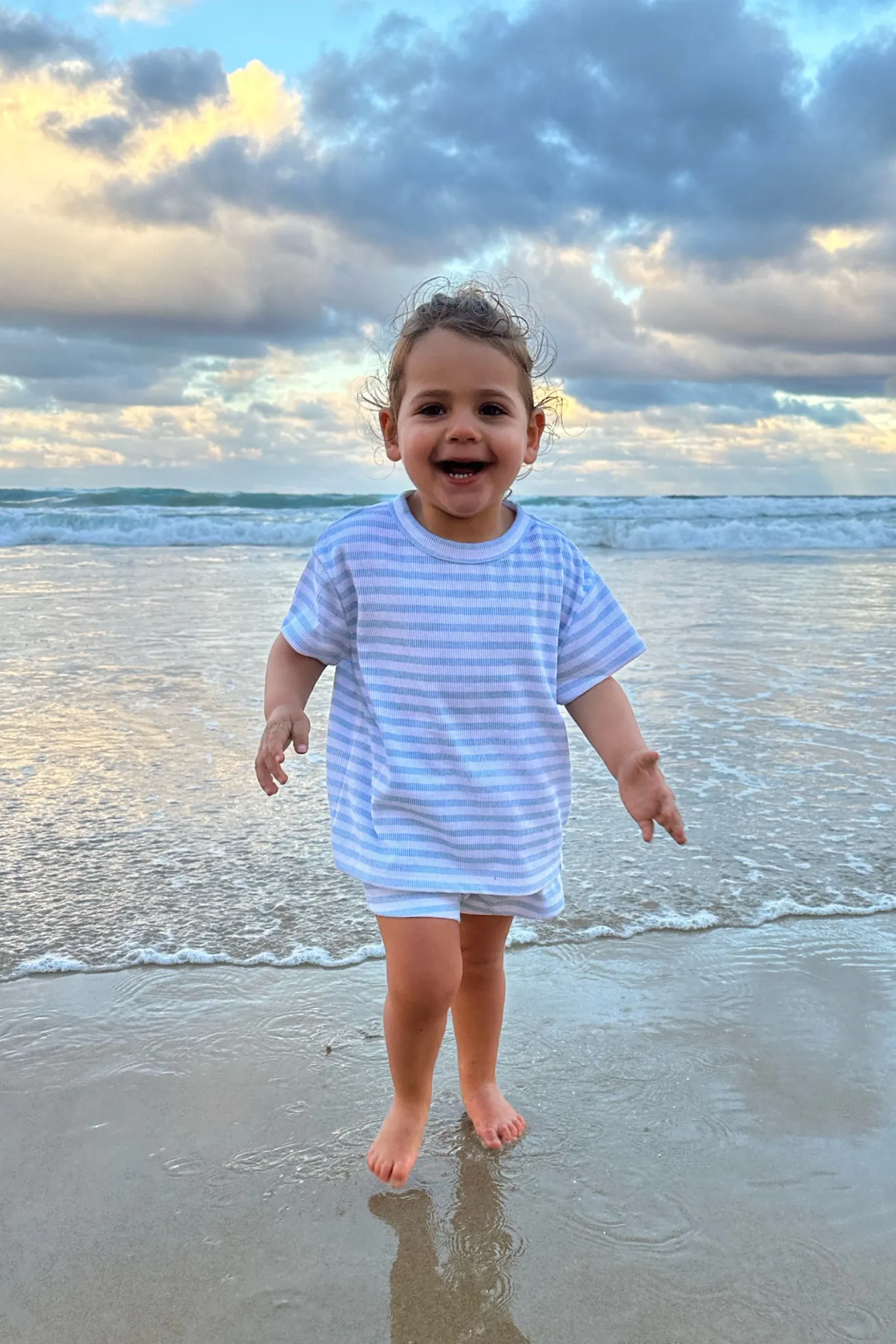 Mini Rib Stripe Tee (Pale Blue)