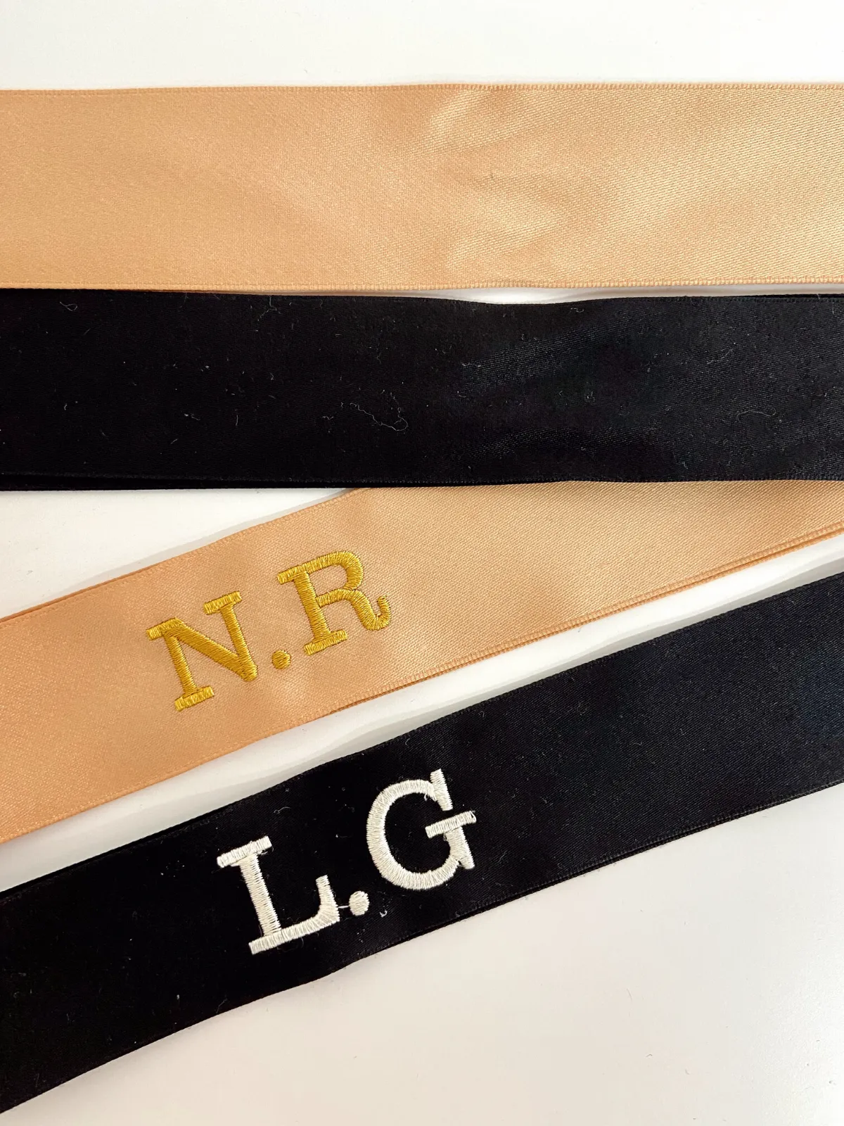 Pack Of Two Black And Rose Gold Personalised Ribbons