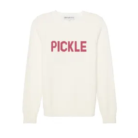 Pickle Classic Crewneck Sweater - Ivory with Hot Pink