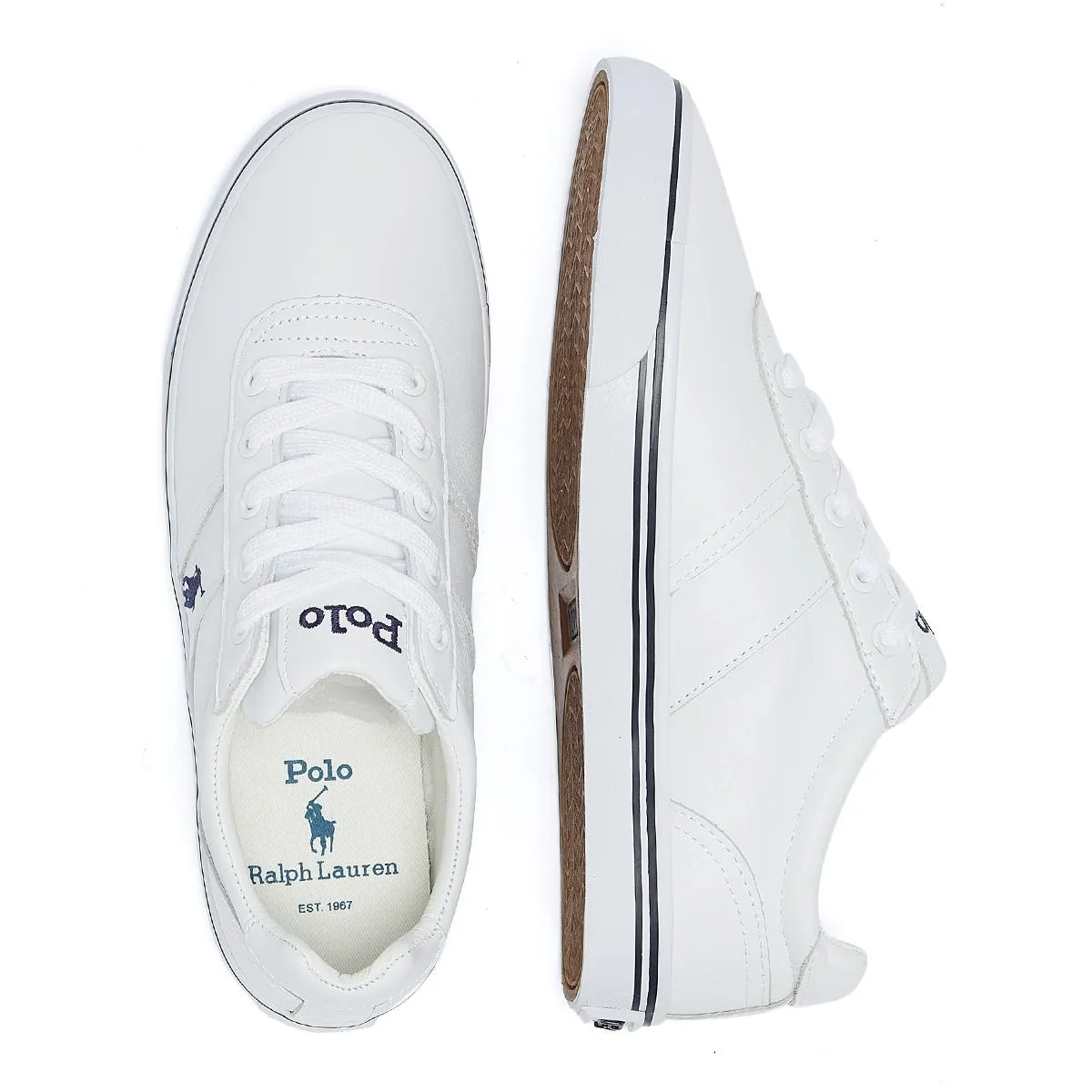 Ralph Lauren Hanford Mens Pure White Leather Trainers