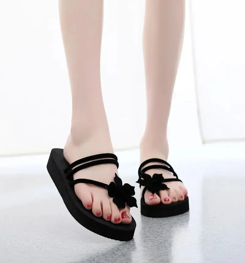 Summer Women's Slippers Fashion Platform Wedge Sandals Outdoor Leisure Flip Flops Travel Beach Slippers High Heel Women Slides