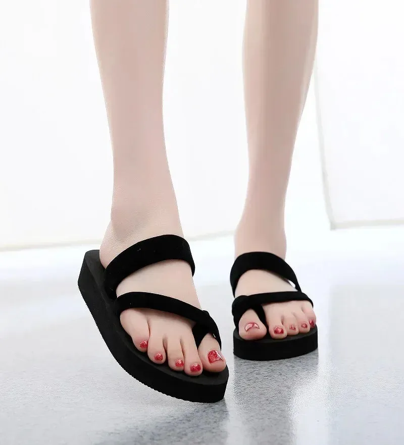 Summer Women's Slippers Fashion Platform Wedge Sandals Outdoor Leisure Flip Flops Travel Beach Slippers High Heel Women Slides