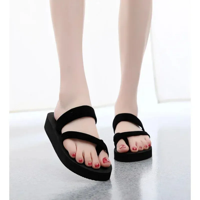 Summer Women's Slippers Fashion Platform Wedge Sandals Outdoor Leisure Flip Flops Travel Beach Slippers High Heel Women Slides