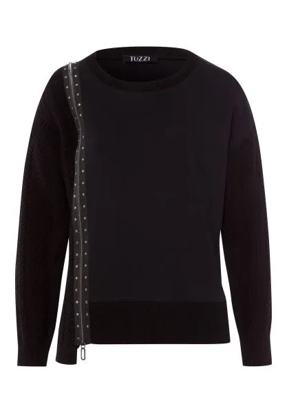 Tuzzi Black Zip Like Sweater