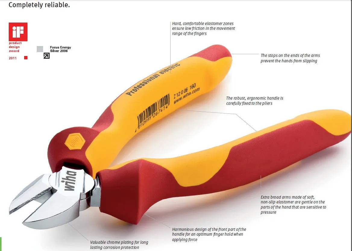 Wiha Diagonal Cutters Professional Electric 6.1/2" / 160mm