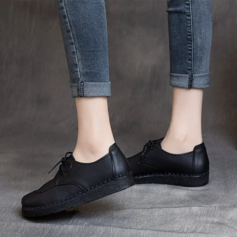 Women Autumn Retro Leather Handmade Casual Shoes