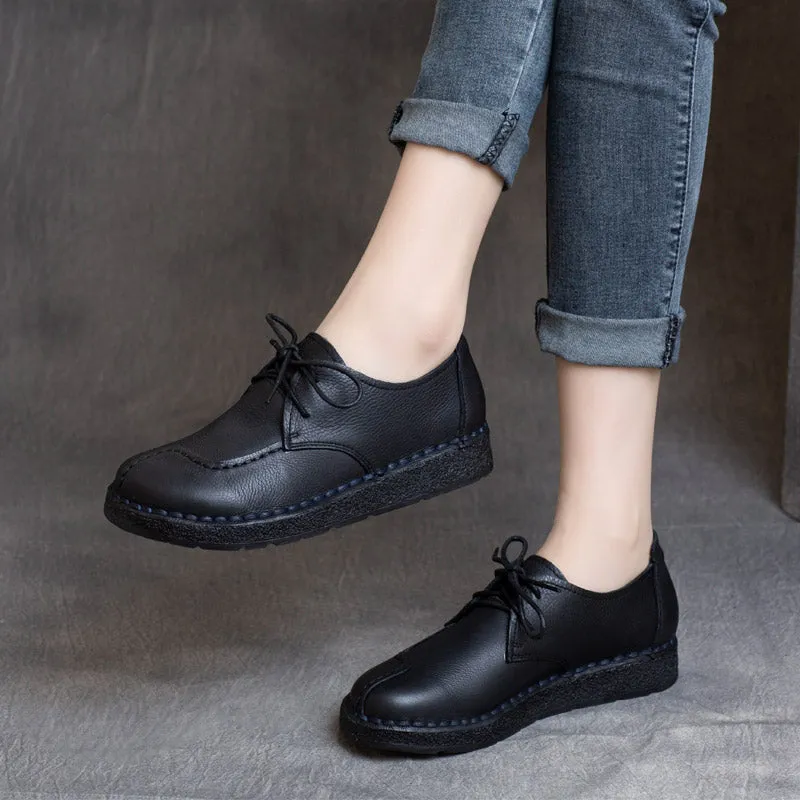 Women Autumn Retro Leather Handmade Casual Shoes