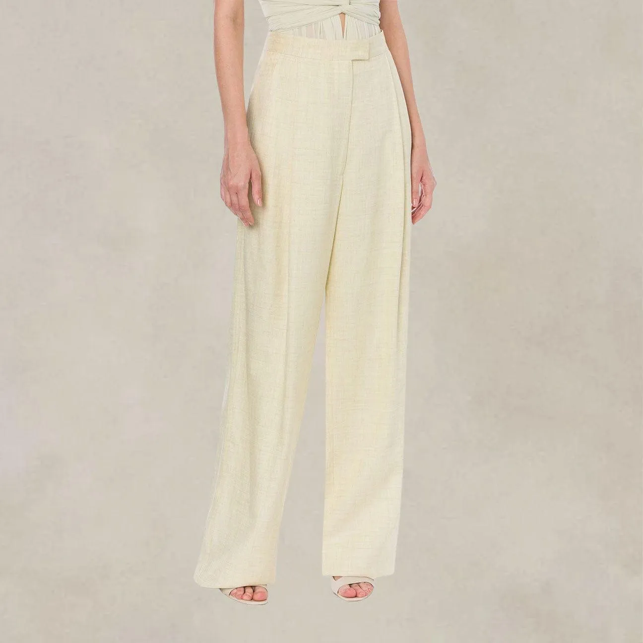 Yellow linen blend trousers