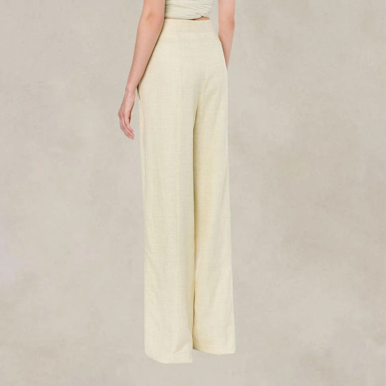 Yellow linen blend trousers